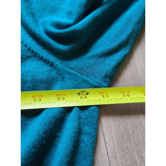 Coldwater Creek Womens Ruffled 2X Cardigan Sweater Turquoise Wool Blend - Picture 8 of 8